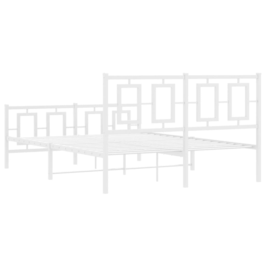 Giroletto con Testiera e Pediera Metallo Bianco 140x200 cm 374309