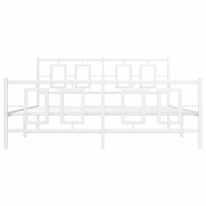 Giroletto con Testiera e Pediera Metallo Bianco 150x200 cm 374310