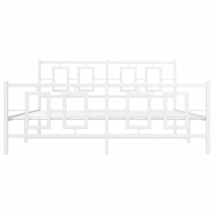 Giroletto con Testiera e Pediera Metallo Bianco 150x200 cm 374310