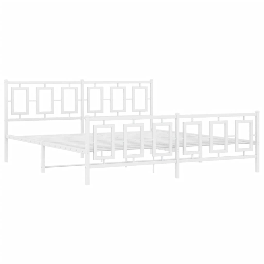 Giroletto con Testiera e Pediera Metallo Bianco 180x200 cm 374312