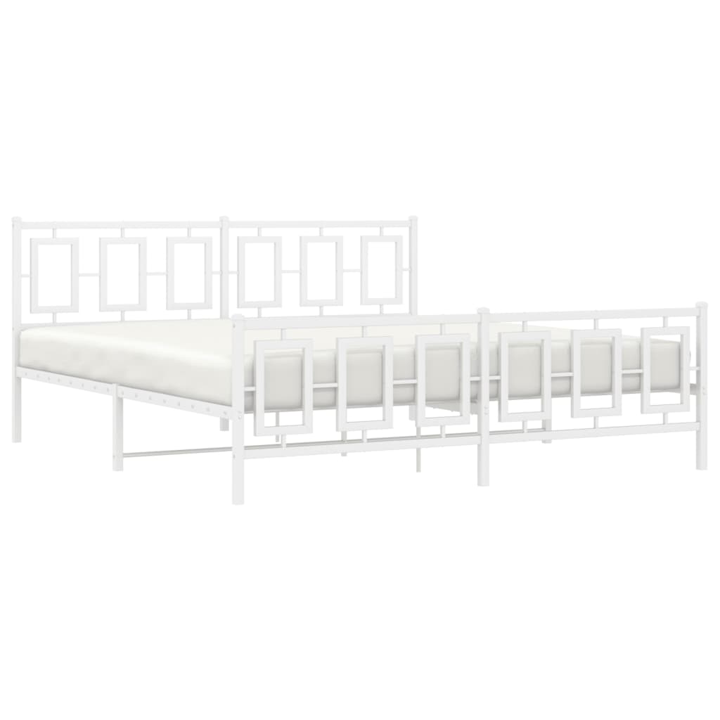 Giroletto con Testiera e Pediera Metallo Bianco 180x200 cm 374312