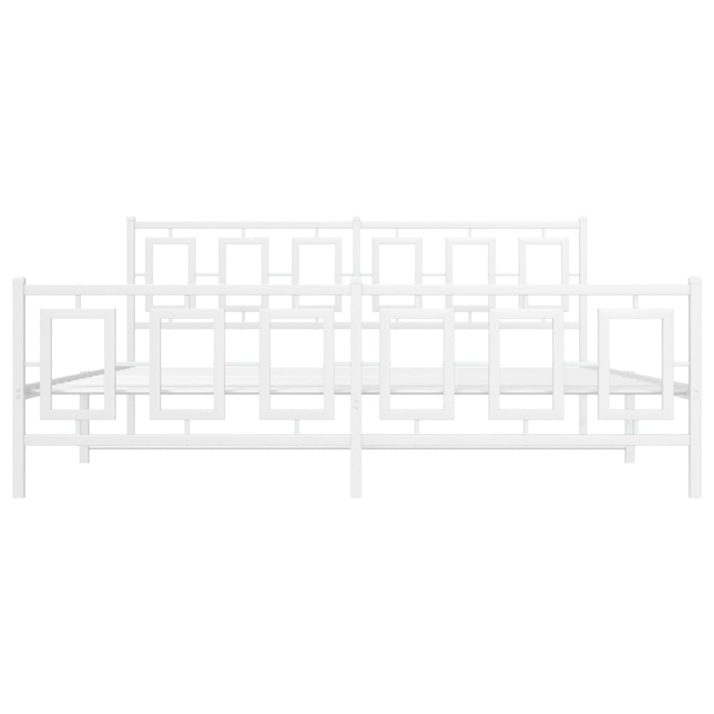 Giroletto con Testiera e Pediera Metallo Bianco 180x200 cm 374312