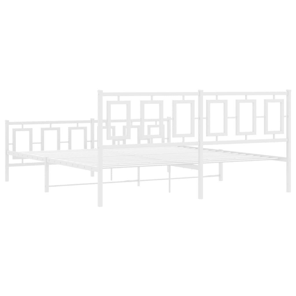 Giroletto con Testiera e Pediera Metallo Bianco 180x200 cm 374312