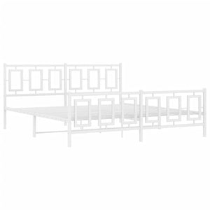 Giroletto con Testiera e Pediera Metallo Bianco 183x213 cm 374313