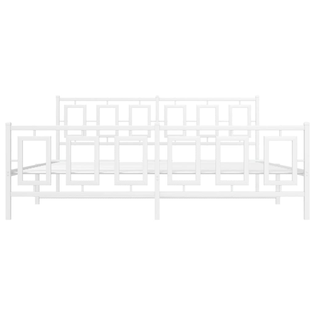 Giroletto con Testiera e Pediera Metallo Bianco 183x213 cm 374313