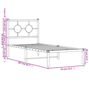 Giroletto con Testiera in Metallo Nero 80x200 cm 376217