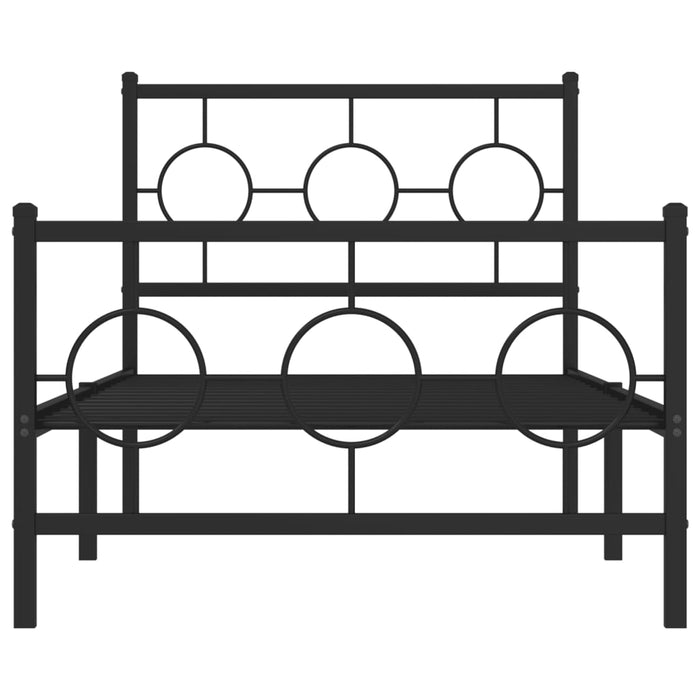 Giroletto con Testiera e Pediera Metallo Nero 90x190 cm 376236