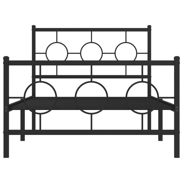 Giroletto con Testiera e Pediera Metallo Nero 100x190 cm 376238