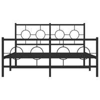 Giroletto con Testiera e Pediera Metallo Nero 135x190 cm 376243