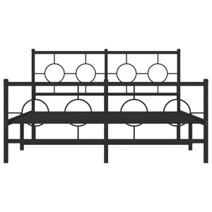 Giroletto con Testiera e Pediera Metallo Nero 135x190 cm 376243