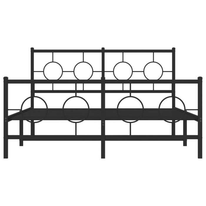 Giroletto con Testiera e Pediera Metallo Nero 135x190 cm 376243