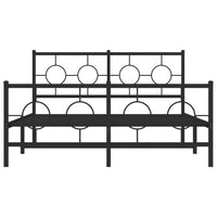 Giroletto con Testiera e Pediera Metallo Nero 140x200 cm 376245