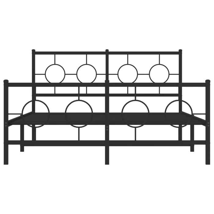 Giroletto con Testiera e Pediera Metallo Nero 140x200 cm 376245