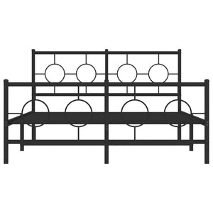 Giroletto con Testiera e Pediera Metallo Nero 140x200 cm 376245