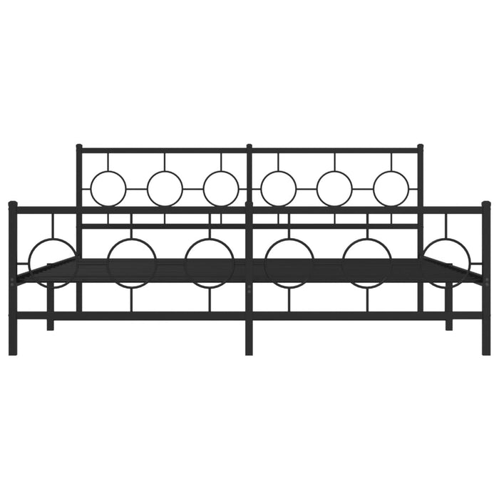 Giroletto con Testiera e Pediera Metallo Nero 183x213 cm 376249