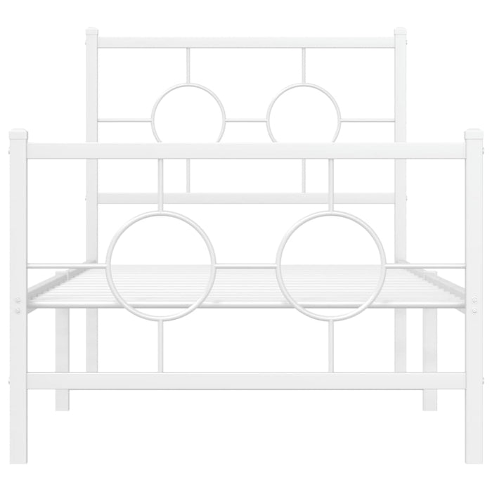 Giroletto con Testiera e Pediera Metallo Bianco 80x200 cm 376284