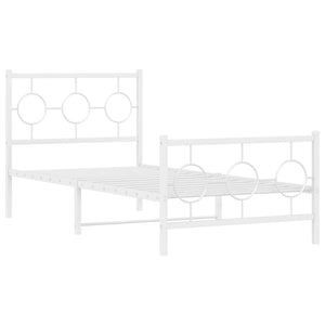 Giroletto con Testiera e Pediera Metallo Bianco 90x200 cm 376286