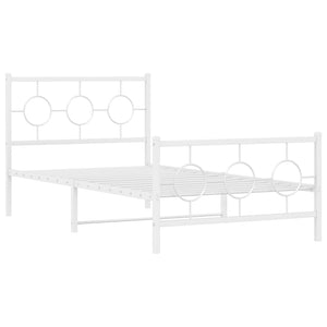 Giroletto con Testiera e Pediera Metallo Bianco 100x200 cm 376288