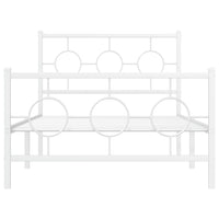 Giroletto con Testiera e Pediera Metallo Bianco 100x200 cm 376288