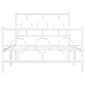 Giroletto con Testiera e Pediera Metallo Bianco 100x200 cm 376288