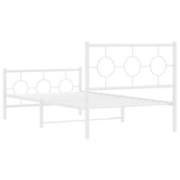 Giroletto con Testiera e Pediera Metallo Bianco 100x200 cm 376288