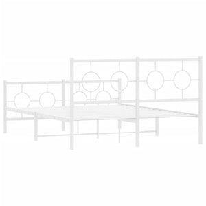 Giroletto con Testiera e Pediera Metallo Bianco 135x190 cm 376292