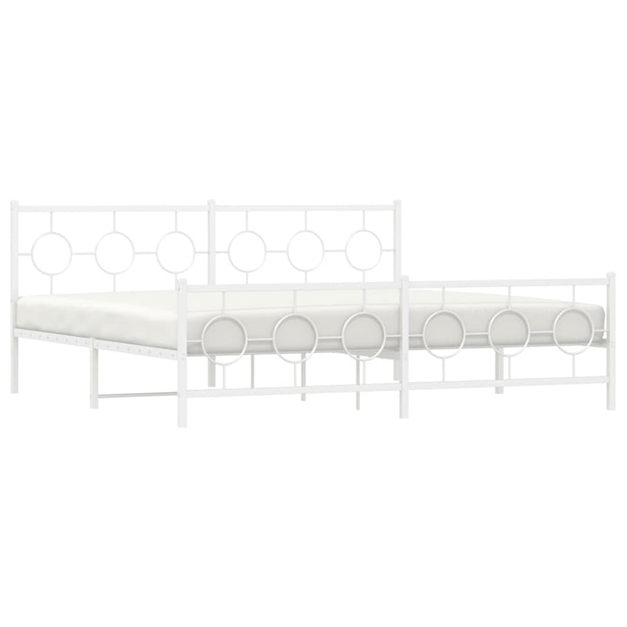 Giroletto con Testiera e Pediera Metallo Bianco 193x203 cm 376299