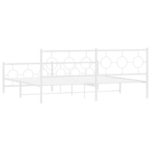 Giroletto con Testiera e Pediera Metallo Bianco 193x203 cm 376299