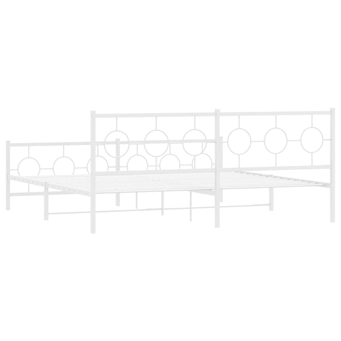 Giroletto con Testiera e Pediera Metallo Bianco 193x203 cm 376299