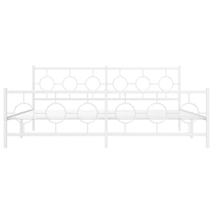 Giroletto con Testiera e Pediera Metallo Bianco 200x200 cm 376300