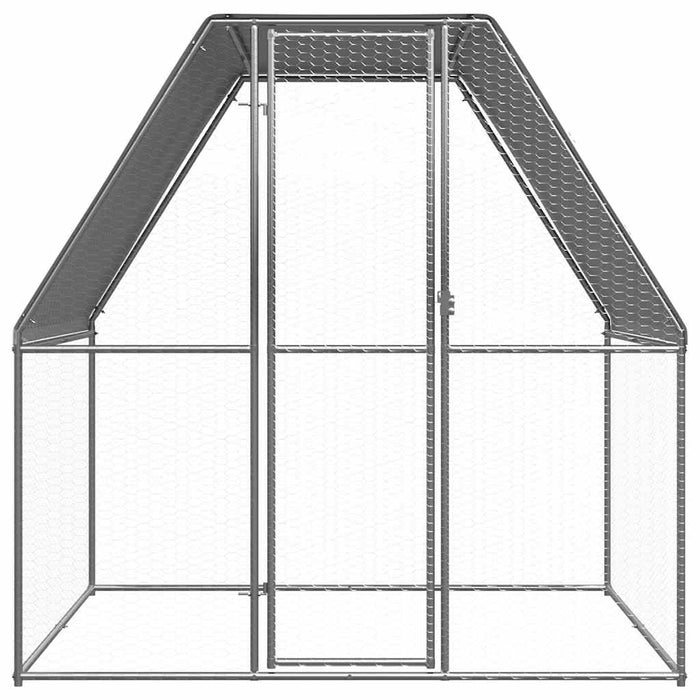 Recinto per pollaio in acciaio zincato argento e gabbia per polli 2 x 2 x 2 m Argento 02_0043936