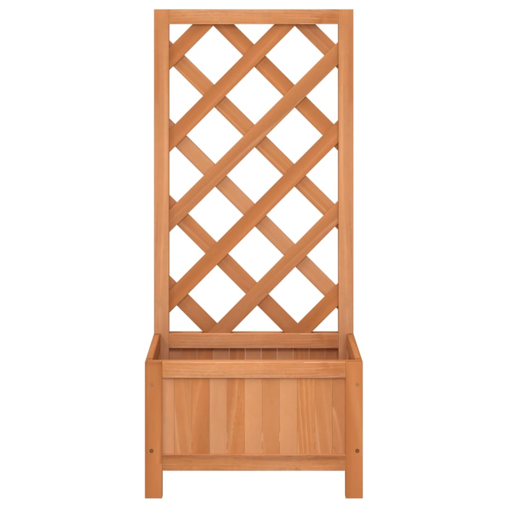 Fioriera con Traliccio Marrone in Legno Massello di Abete