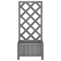 Fioriera con Traliccio Grigia in Legno Massello di Abete 365474