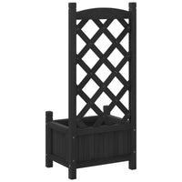 Vassoio per fioriera aiuola rialzata piante fiori terrazza giardino con traliccio in legno massello di abete nero 02_0038336