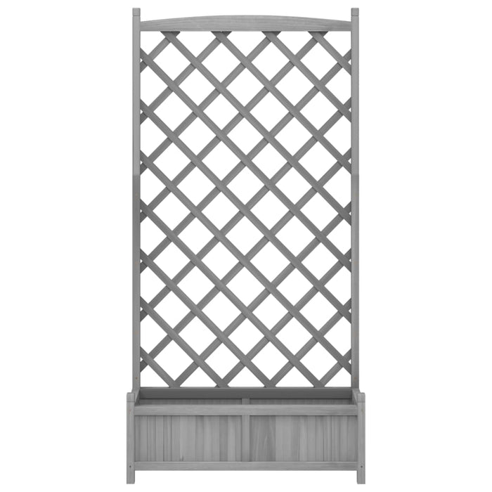 Vassoio per fioriera aiuola rialzata piante fiori terrazza giardino con traliccio in legno massello di abete grigio 02_0038322