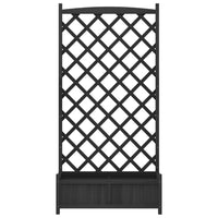 Vassoio per fioriera aiuola rialzata piante fiori terrazza giardino con traliccio in legno massello di abete nero 02_0038333