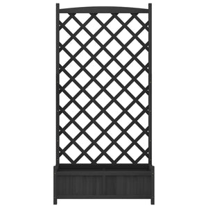 Vassoio per fioriera aiuola rialzata piante fiori terrazza giardino con traliccio in legno massello di abete nero 02_0038333