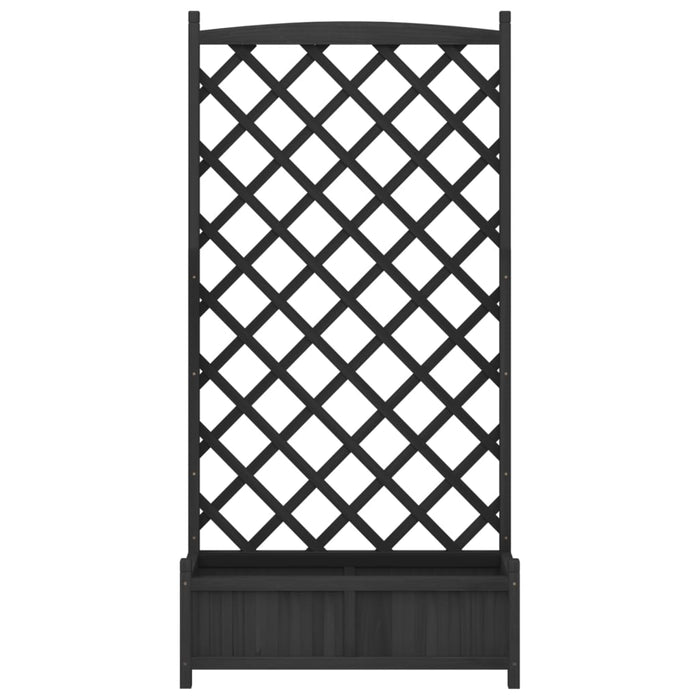 Vassoio per fioriera aiuola rialzata piante fiori terrazza giardino con traliccio in legno massello di abete nero 02_0038333