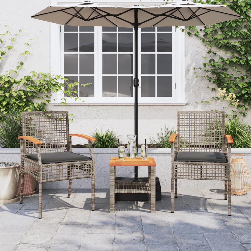 Sedie da Giardino con Cuscini 2pz Grigie in Polyrattan e Acaciacod mxl 92398
