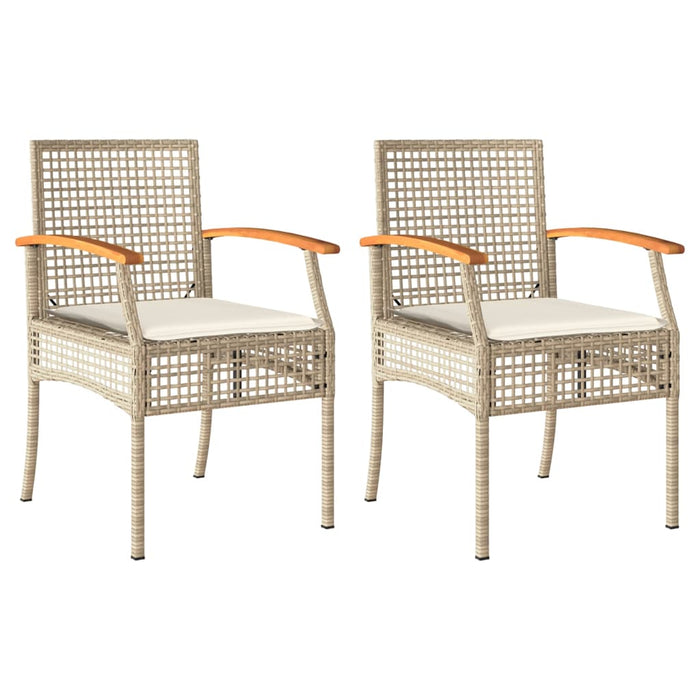 Sedie da Giardino con Cuscini 2 pz Beige in Polyrattan e Acaciacod mxl 115110