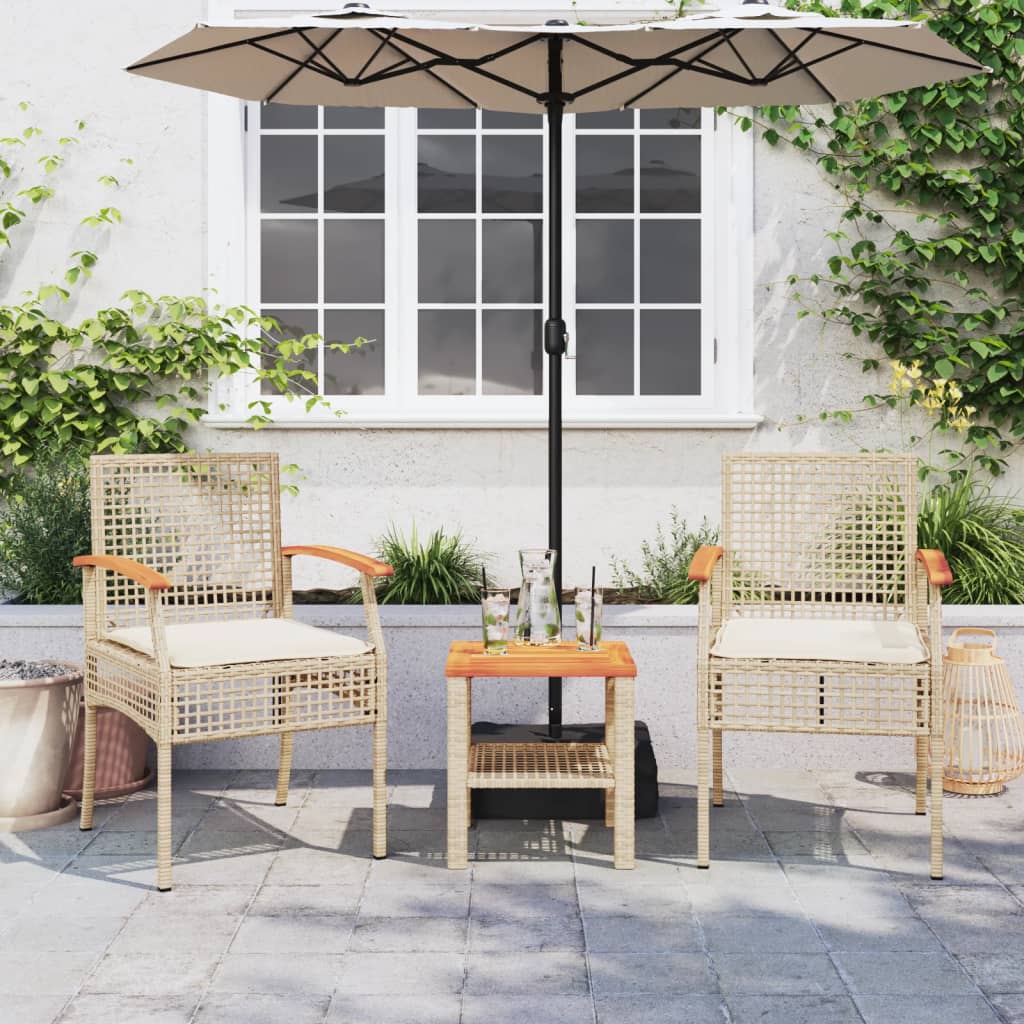 Sedie da Giardino con Cuscini 2 pz Beige in Polyrattan e Acacia 366249