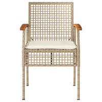Sedie da Giardino con Cuscini 2 pz Beige in Polyrattan e Acacia 366249