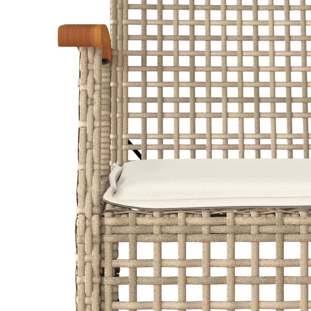 Sedie da Giardino con Cuscini 2 pz Beige in Polyrattan e Acacia 366249