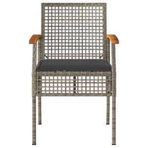 Sedie da Giardino con Cuscini 4pz Grigie in Polyrattan e Acacia