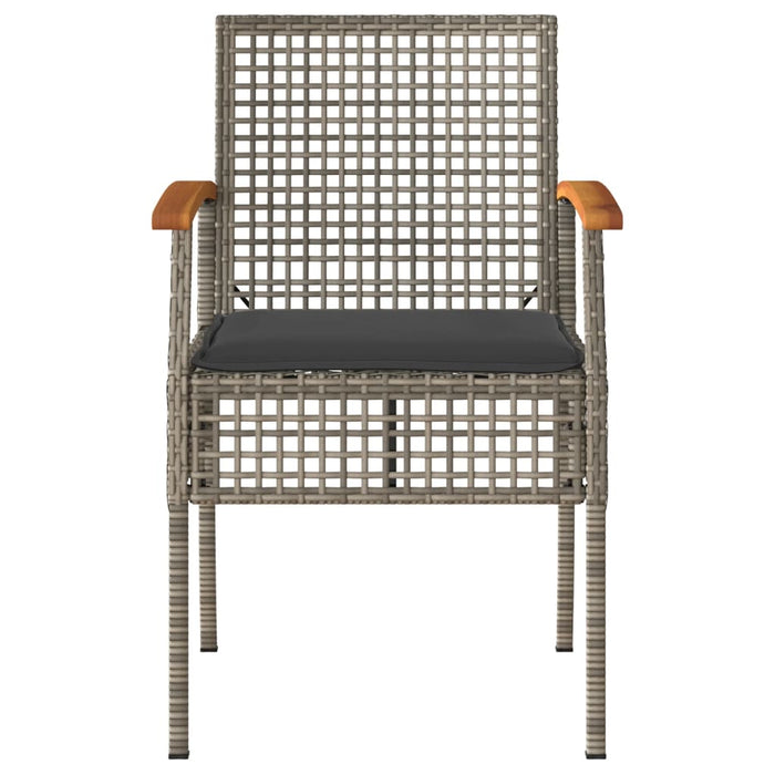 Sedie da Giardino con Cuscini 4pz Grigie in Polyrattan e Acacia