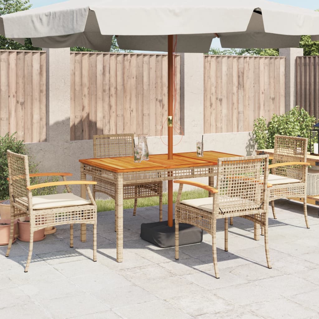 Sedie da Giardino con Cuscini 4 pz Beige in Polyrattan e Acacia 366253