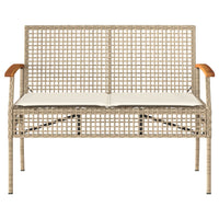 Panca da Giardino con Cuscino Beige Polyrattan e Legno Acacia 366257
