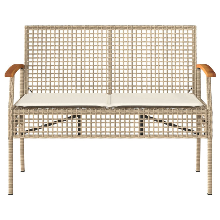 Panca da Giardino con Cuscino Beige Polyrattan e Legno Acacia 366257