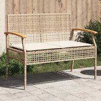 Panca da Giardino con Cuscino Beige Polyrattan e Legno Acacia 366257