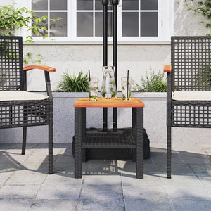 Tavolo da Giardino Nero 40x40x42cm in Polyrattan e Legno Acaciacod mxl 115693
